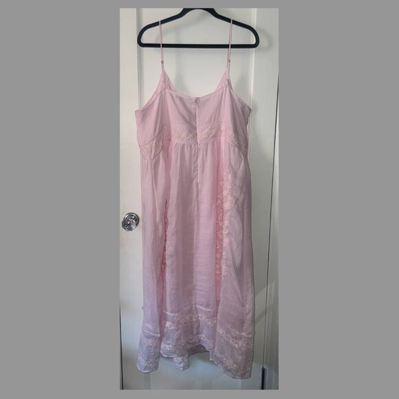 NWT J.Crew Embroidered Midi Slip Dress in Ramie Pink - Picture 3 of 11